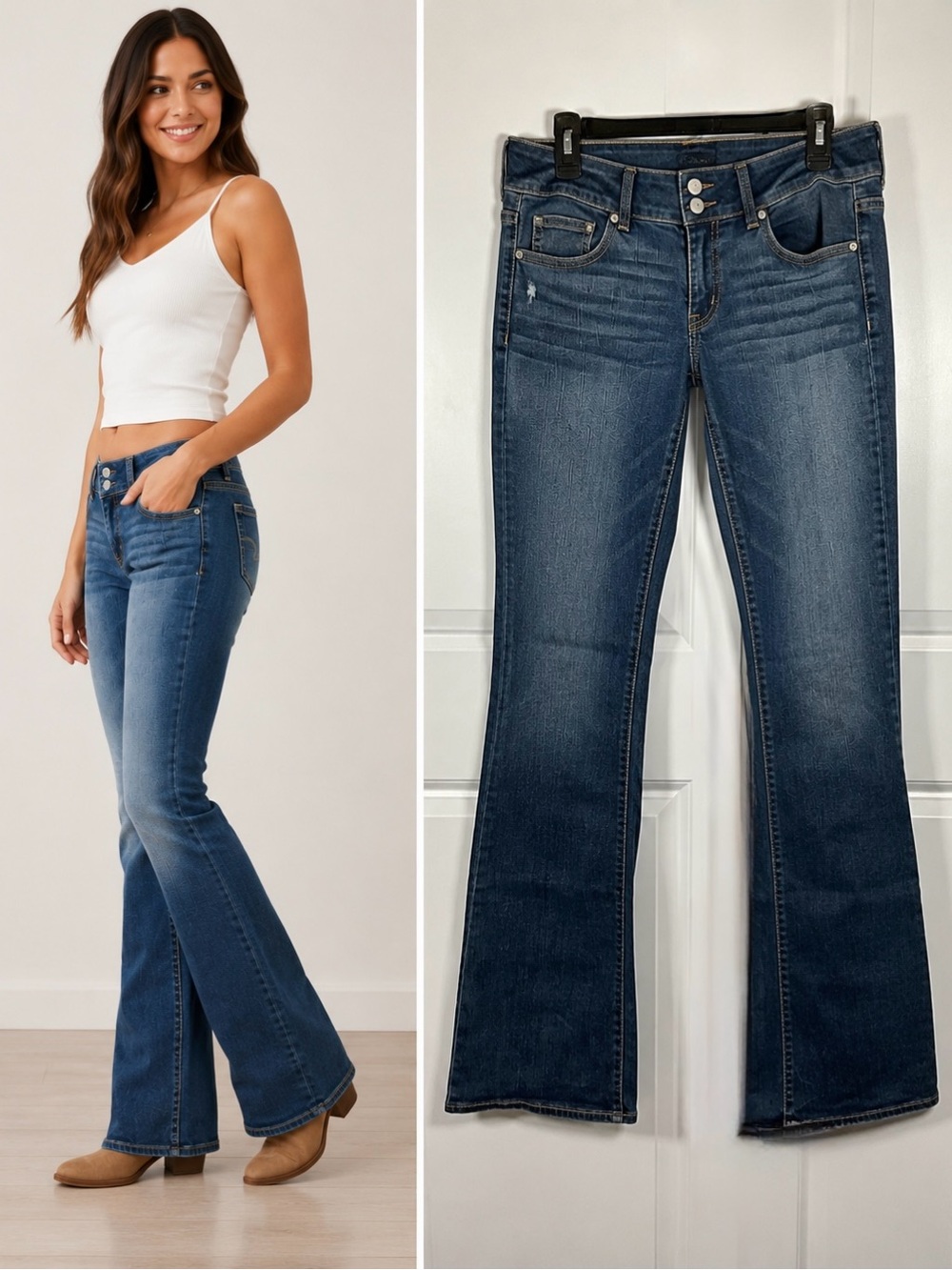 American Eagle Artist Jeans Size 6 Blue Wash Bootcut Stretch Low Rise